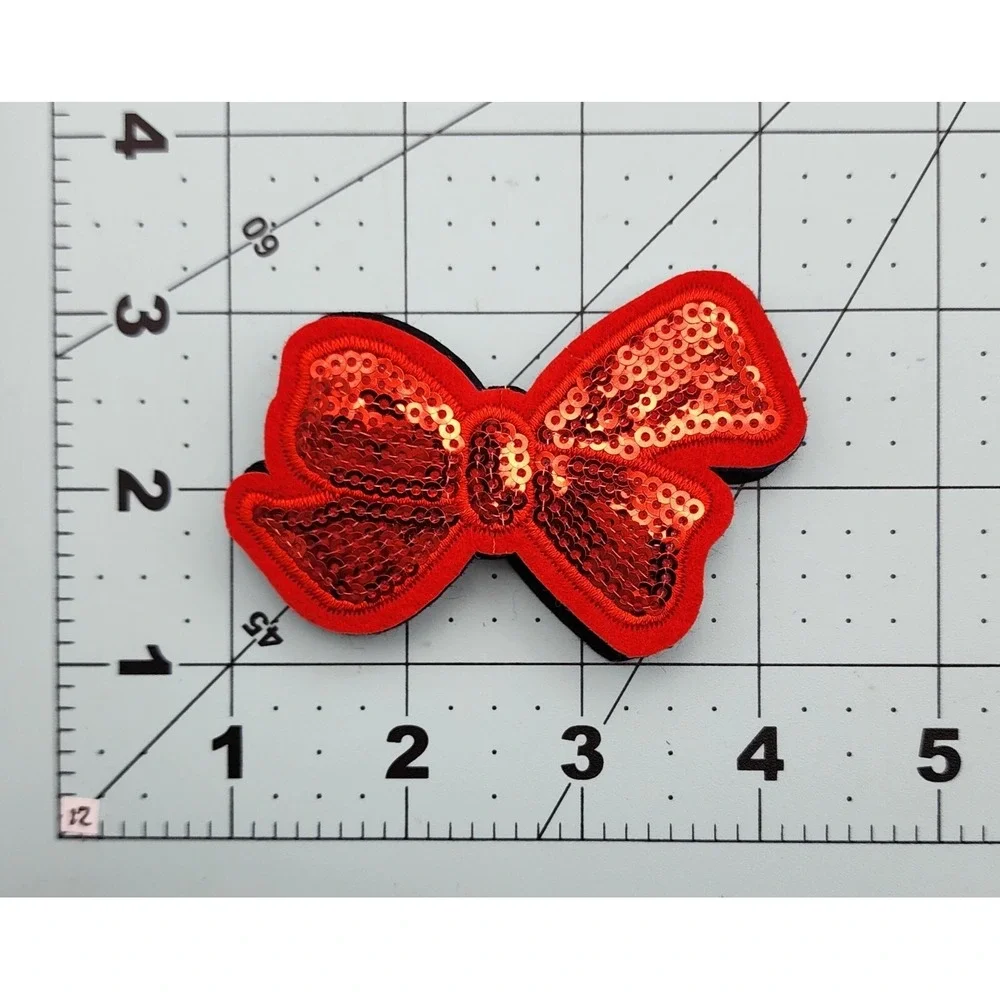 LOT OF MIXED COLORED‎ GLITTERY SEQUINED BOW PATCHES